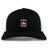The Castle Rock Pirates Rugby Retro Trucker Cap by EMB S&S Activewear features a black and white design, front skull and crossed swords embroidery, "Pirates Rugby Castle Rock" text, and a snapback closure.