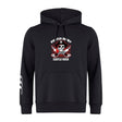 The Castle Rock Pirates Rugby Club Hoodie by WRS Canterbury features "Pirates Rugby Castle Rock" text, a skull with crossed rugby balls and red wings on the chest, and white stripes on the left sleeve.