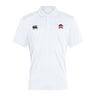 The Castle Rock Pirates Rugby Club Dry Polo by EMB Canterbury features short sleeves, a collar with three buttons, breathable Vapodri tech, the Canterbury logo on the right chest, and a bear crest with red accents on the left chest.