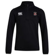 The Castle Rock Pirates Rugby Club 1/4 Zip Mid Layer Training Top by EMB Canterbury is a black rugby top with a Canterbury logo on the right chest and club crest on the left, ideal for custom sportswear collections.
