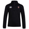 The Castle Rock Pirates Rugby Club 1/4 Zip Mid Layer Training Top by EMB Canterbury is a black rugby top with a Canterbury logo on the right chest and club crest on the left, ideal for custom sportswear collections.