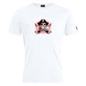 The Castle Rock Pirates Rugby Club Plain Tee by WRS Canterbury is a white cotton blend t-shirt with a skull in a pirate hat, crossed skateboards, and "CASTLE ROCK" text beneath the graphic.