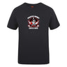 The Castle Rock Pirates Rugby Club Plain Tee by WRS Canterbury is a black cotton blend t-shirt featuring a skull and crossbones with red bandana, rugby balls, and “Pirates Rugby Castle Rock”—a bold, customizable choice for fans.