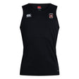 Castle Rock Pirates Rugby Club Dry Singlet by EMB Canterbury—black sleeveless top with white logos, an embroidered crest, and advanced Vapodri Technology for top athletic performance.