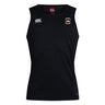 Castle Rock Pirates Rugby Club Dry Singlet by EMB Canterbury—black sleeveless top with white logos, an embroidered crest, and advanced Vapodri Technology for top athletic performance.
