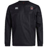 The Castle Rock Pirates Rugby Club Vaposhield Contact Top by EMB Canterbury is a black long-sleeve pullover with the Canterbury logo, team crest, and advanced Vaposhield Technology for superior performance.