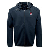 The Castle Rock Pirates Rugby Tempo Vapodri Full-Zip Hoodie by EMB Canterbury features a hood, small embroidered team logo on the left chest, brand logo on the right shoulder, and moisture-wicking fabric for all-day comfort.