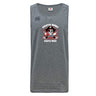 The WRS Canterbury Castle Rock Pirates Rugby Tempo Vapodri Singlet is a gray, sleeveless jersey made from recycled polyester, with "Pirates Rugby Castle Rock" and a pirate skull logo with crossed swords on the front.