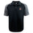 The Castle Rock Pirates Rugby Elite Polo by EMB Canterbury features a black design with dark gray sleeves, buttoned collar, and embroidered team logo on the chest. Made with Vapodri fabric for a lightweight, durable feel.