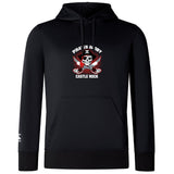 The Castle Rock Pirates Rugby Club Lightweight Hoodie by WRS Canterbury features a custom skull, crossed swords, and rugby balls logo—perfect for Canterbury fans seeking style and comfort.