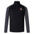 The Castle Rock Pirates Rugby Elite First Layer by EMB Canterbury is a black and gray long-sleeve quarter-zip pullover with a small embroidered team logo on the left chest and a white Canterbury logo on the right shoulder, ideal for rugby training.