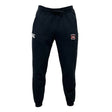 The Castle Rock Pirates Rugby Leisure Sweatpant by EMB Canterbury features a drawstring waist, white Canterbury logo on the left, an embroidered red-detailed crest on the right, and is made from recycled polyester fleece for comfort and sustainability.
