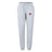The Castle Rock Pirates Rugby Women's Leisure Sweatpant by EMB Canterbury features a light grey design, adjustable drawstring waist, and a small colorful embroidered patch on the left thigh, inspired by Canterbury rugby apparel.