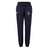 The Castle Rock Pirates Rugby Women's Leisure Sweatpant by EMB Canterbury features a navy design, drawstring waist, elastic cuffs, white Canterbury logo on the left thigh, and an embroidered Pirates crest on the right thigh.