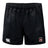 The Castle Rock Pirates Rugby Advantage Shorts by EMB Canterbury feature an elastic waistband, moisture-wicking fabric, the Canterbury logo on the left leg, and a "Pirates Rugby Castle Rock" crest on the right.