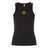 The EMB S&S Activewear Women's Pittsburgh Forge Rugby Baby Rib Tank is a black, sleeveless top featuring a small round yellow and black bull's head Pittsburgh Forge emblem on the upper chest.