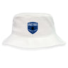 The EMB S&S Activewear US Space Force Women's Rugby Crusher Bucket Cap is a white cotton twill hat with a blue rugby logo and stars on the front, providing excellent sun protection.