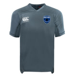 The EMB Canterbury US Space Force Women's Rugby Vapodri Evader Jersey features moisture-wicking technology, a Canterbury logo on the right chest, and a United States Space Force emblem on the left chest.