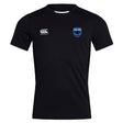 The US Space Force Women's Rugby Club Dry Tee by EMB Canterbury features a black design with a blue Space Force shield patch and Canterbury logo, made with Vapodri Technology for a breathable, athletic fit.
