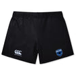 The US Space Force Women's Rugby Yokohama Short by EMB Canterbury features a white Canterbury rugby logo on the left leg and a blue-and-white Space Force patch on the right.