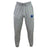 The EMB Canterbury US Space Force Women's Rugby Leisure Sweatpant is a gray sustainable fleece with an elastic waistband, drawstring, and two thigh logos: one white, one blue with text.