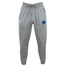 The EMB Canterbury US Space Force Women's Rugby Leisure Sweatpant is a gray sustainable fleece with an elastic waistband, drawstring, and two thigh logos: one white, one blue with text.