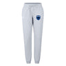 The EMB Canterbury US Space Force Women's Rugby Leisure Sweatpant features light gray fabric, a drawstring waist, and a blue Space Force logo on the right hip for casual comfort and effortless style.