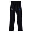 The US Space Force Women's Rugby Stretch Tapered Pant by EMB Canterbury features an elastic waistband, white Canterbury logo, blue shield emblem on the upper thighs, and quick dry fabric for all-day comfort.