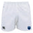 The EMB Canterbury US Space Force Women's Rugby Professional Polyester Shorts feature white fabric, a black Canterbury logo on the left leg, and a blue United States Space Force Academy Rugby badge on the right.