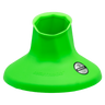 The Rugby Bricks Vortex Mid Cut Kicking Tee, in bright green with a wide base and hexagonal opening for accuracy, is displayed against a plain white background.