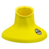 The Rugby Bricks Vortex Mid Cut Kicking Tee is a yellow, wide-based tee with a hexagonal top and black-and-white branding, designed for accurate kicks.