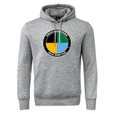 The SOCAL SANZAS RFC Club Hoodie by WRS Canterbury is a heather gray hoodie with the St. Sarilas International SoCal Rugby Club circular logo on the front.