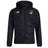 The SOCAL SANZAS RFC Club Vaposhield Full Zip Rain Jacket by EMB Canterbury features a black hood, front zipper, water-resistant VapoShield tech, white Canterbury logo on the right chest, and a circular multicolored emblem on the left.