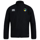 SOCAL SANZAS RFC Club Track Jacket by EMB Canterbury features a zip front, white Canterbury logo on the right chest, multicolor crest on the left chest, and is lightweight and water repellent for comfort.