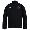 SOCAL SANZAS RFC Club Track Jacket by EMB Canterbury features a zip front, white Canterbury logo on the right chest, multicolor crest on the left chest, and is lightweight and water repellent for comfort.