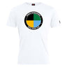 The SOCAL SANZAS RFC Club Plain Tee by WRS Canterbury features the S.A.N.L.A.S International SoCal Rugby Club logo with a black, yellow, blue, and green quartered circle on the chest. Made from a premium cotton blend for comfort and durability.