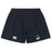 The SOCAL SANZAS RFC Yokohama Short by EMB Canterbury features a navy blue design, elastic waistband, Canterbury logo on the left leg, and a circular multicolored patch on the right, inspired by the classic Yokohama style.