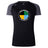 The SOCAL SANZAS RFC Women's Elite Training Tee by WRS Canterbury is a black and dark gray moisture-wicking shirt with the club logo on the chest, designed for lightweight comfort during intense workouts.