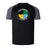 The SOCAL SANZAS RFC Elite Training Tee by WRS Canterbury is a black and gray short-sleeve top with a circular "SAMILAS INTERNATIONAL SOCAL RUGBY CLUB" logo, made from lightweight, durable Vapodri fabric for comfort and performance.