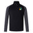 The SOCAL SANZAS RFC Elite First Layer by EMB Canterbury is a black and dark gray quarter-zip top featuring a round embroidered patch with yellow, white, green, and blue segments on the left chest.