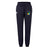 The SOCAL SANZAS RFC Women's Leisure Sweatpant by EMB Canterbury features organic cotton, elastic waistband, drawstring, side pockets, a white logo on one hip, and a circular multicolor patch—perfect for leisure.