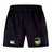 The EMB Canterbury SOCAL SANZAS RFC Advantage Short 2.0 features an elastic waistband, a white Canterbury logo on the left leg, a multicolored badge on the right, and is made with recycled content for comfort and sustainability.