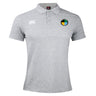 The SOCAL SANZAS RFC Waimak Polo by Canterbury features light grey, short sleeves, a three-button collar, and a white CCC logo with a multicolored badge—perfect for rugby fans. Brand: EMB Canterbury.