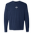 The EMB S&S Activewear Scotland Vintage Long Sleeve Comfort Tee features a navy blue design with a small white Scotland crest and "1971" on the chest.