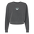 The Women's Siena College Rugby Mid-Length Crewneck Sweatshirt by EMB S&S Activewear is a dark gray, long-sleeve top featuring "Siena Rugby" in white and green across the chest.