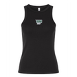 The EMB S&S Activewear Women's Siena College Rugby Baby Rib Tank features a white and green "Siena Rugby" logo on the chest—perfect for showing your team pride.