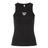 The EMB S&S Activewear Women's Siena College Rugby Baby Rib Tank features a white and green "Siena Rugby" logo on the chest—perfect for showing your team pride.