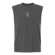 The St. Augustine High School Rugby Unisex Muscle Tee by EMB S&S Activewear is a sleeveless black heavyweight cotton top with a small "Saints Rugby" logo and crest on the chest, shown on a plain white background—ideal for school rugby fans.