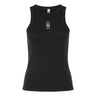The EMB S&S Activewear Women's St. Augustine High School Rugby Baby Rib Tank is a sleeveless black top with a small “Saints Rugby” logo and crest on the chest—ideal for showing your school pride.