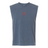 The St. Ignatius Rugby Unisex Muscle Tee by EMB S&S Activewear is a sleeveless blue-gray heavyweight cotton top, garment-dyed and featuring a small red and white "SC RUGBY" chest logo.